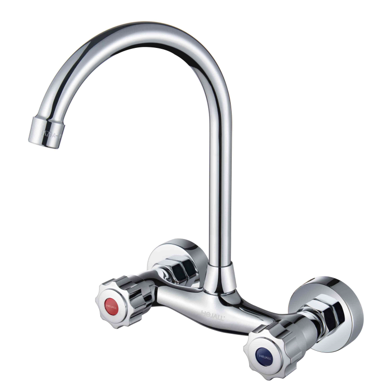 360 Degree Rotation 2 Holes High Spout Brass  Kitchen Faucet